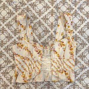 For Love & Lemons Floral Lace-Up Women’s Top